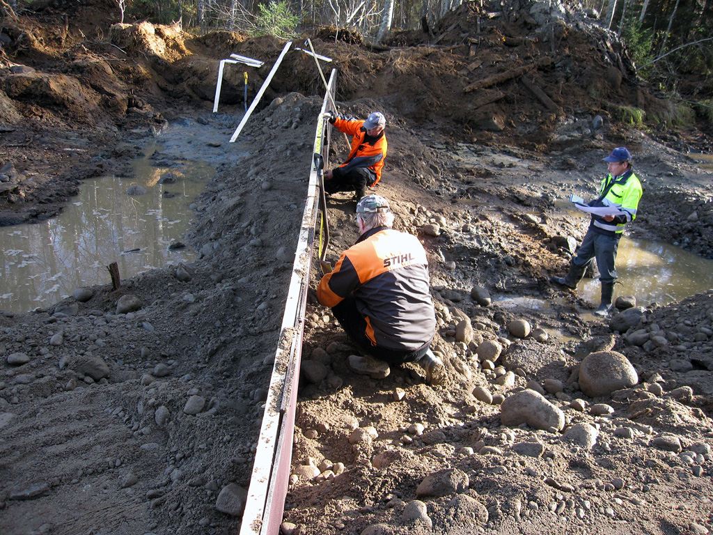 Patovanerin rakentamista Kolkkujoen tammityömaalla